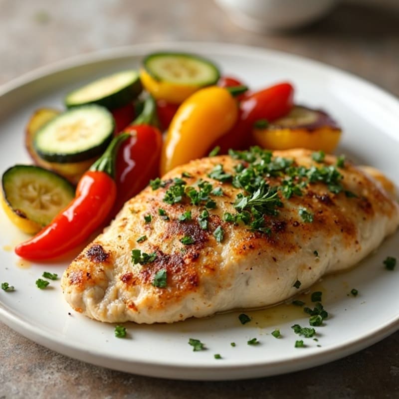 Herb-Crusted Pan Seared Chicken with Roasted Vegetables