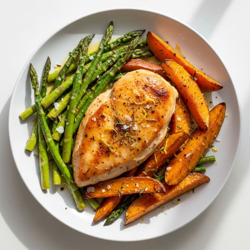 Lemon Herb Roasted Chicken with Asparagus