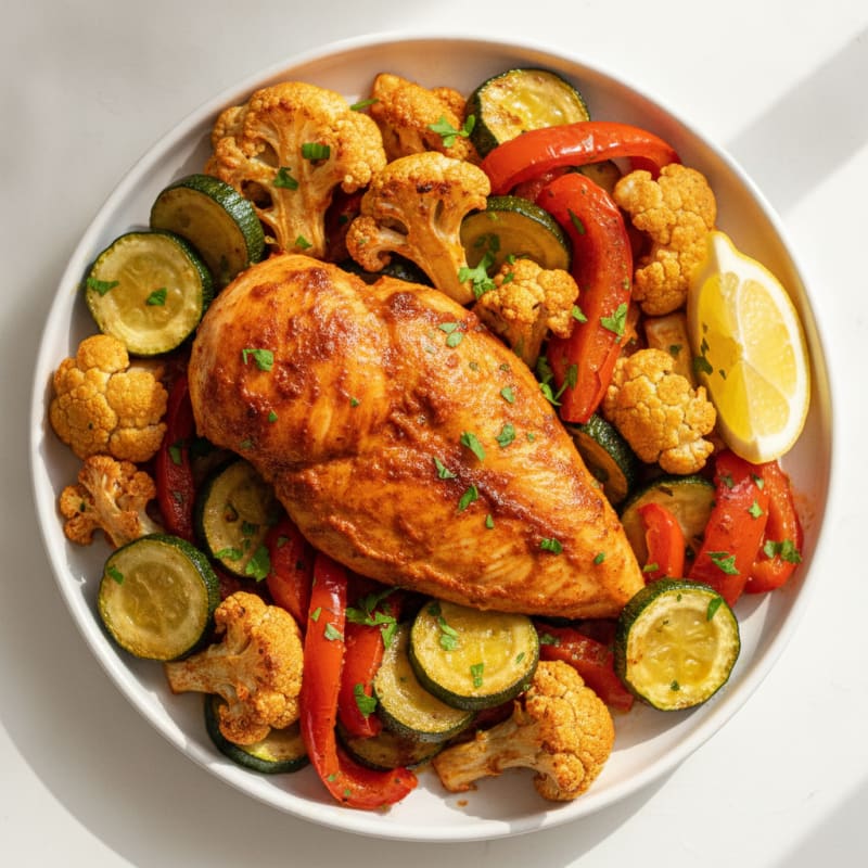 Spicy Harissa Chicken with Roasted Vegetables