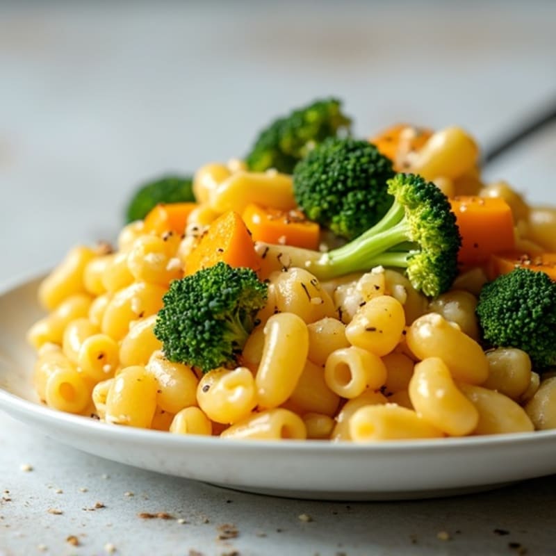High-Protein Creamy Baked Mac and Cheese with Veggies