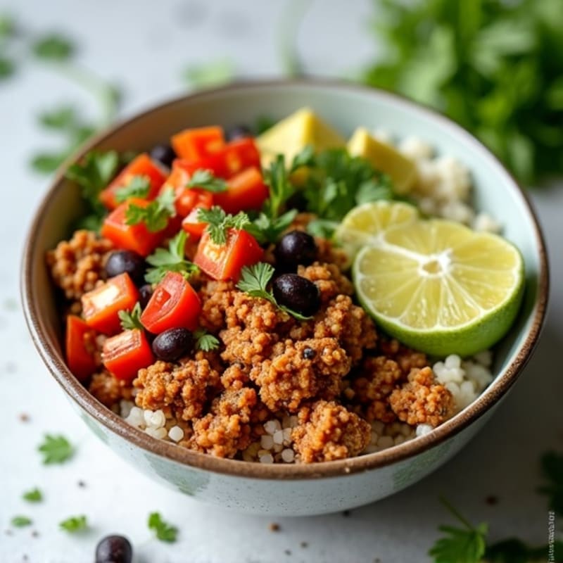 Spicy Turkey Taco Bowl with Cilantro-Lime Cauliflower Rice