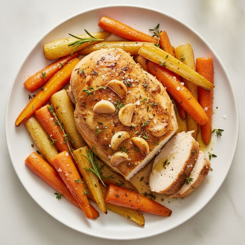 Garlic Herb Roasted Chicken with Root Vegetables