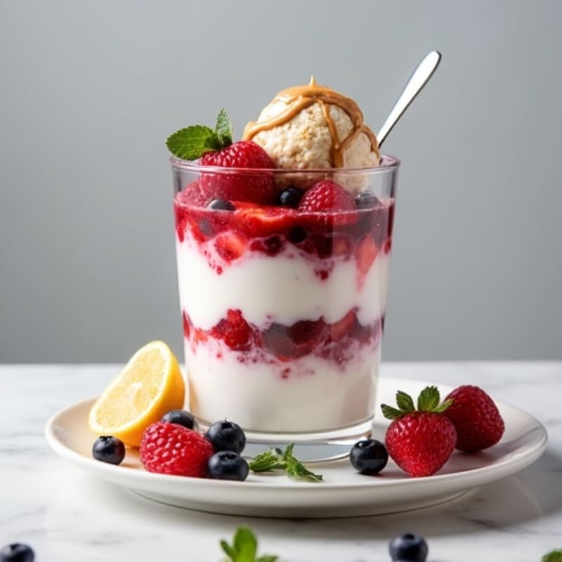 Greek Yogurt Protein Parfait with Mixed Berries and Almond Butter