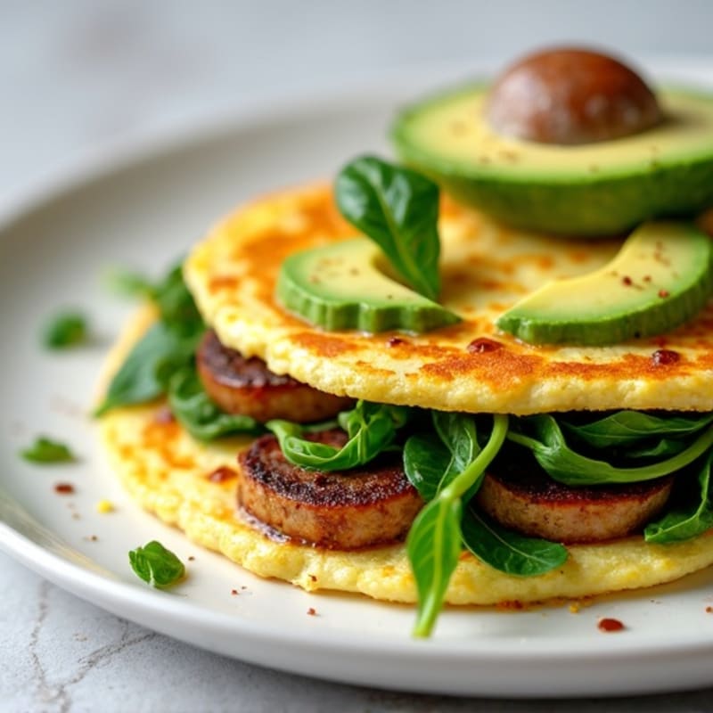 Egg White Spinach Omelet with Turkey Sausage