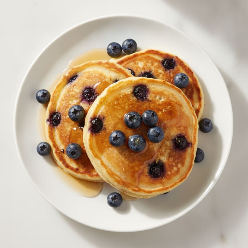Blueberry Ricotta Pancakes with Maple Syrup