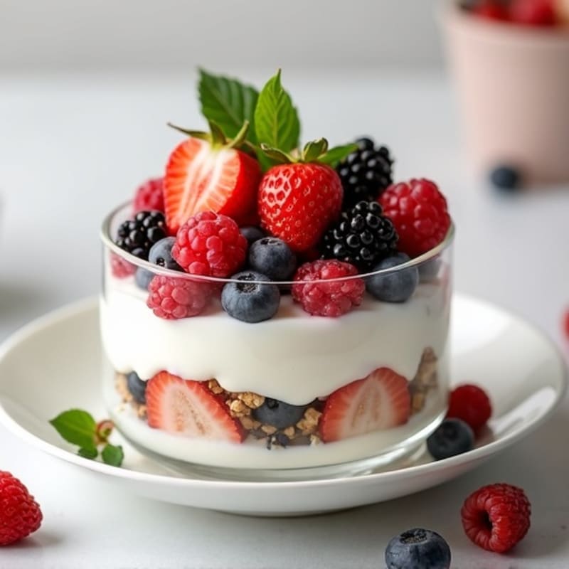 Creamy Greek Yogurt Parfait with Mixed Berries and Protein Granola