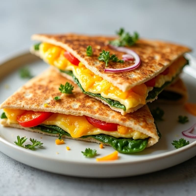 High-Protein Crispy Egg and Veggie Quesadilla