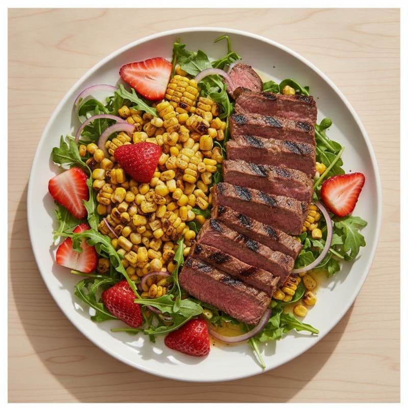 Grilled Steak and Corn Salad with Fresh Fruit