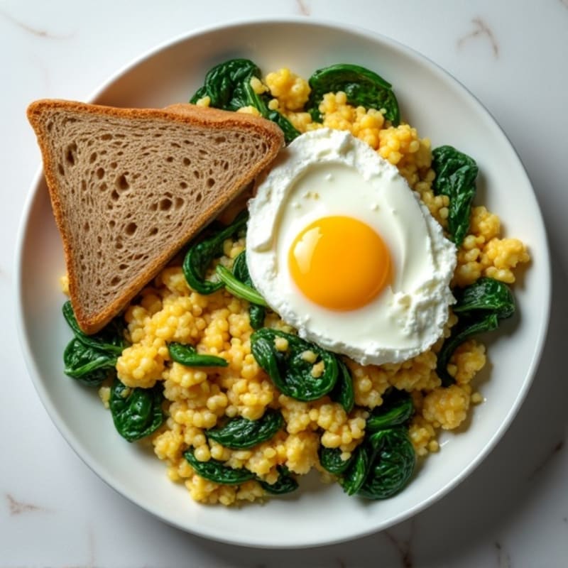 Egg White and Spinach Scramble with Cottage Cheese