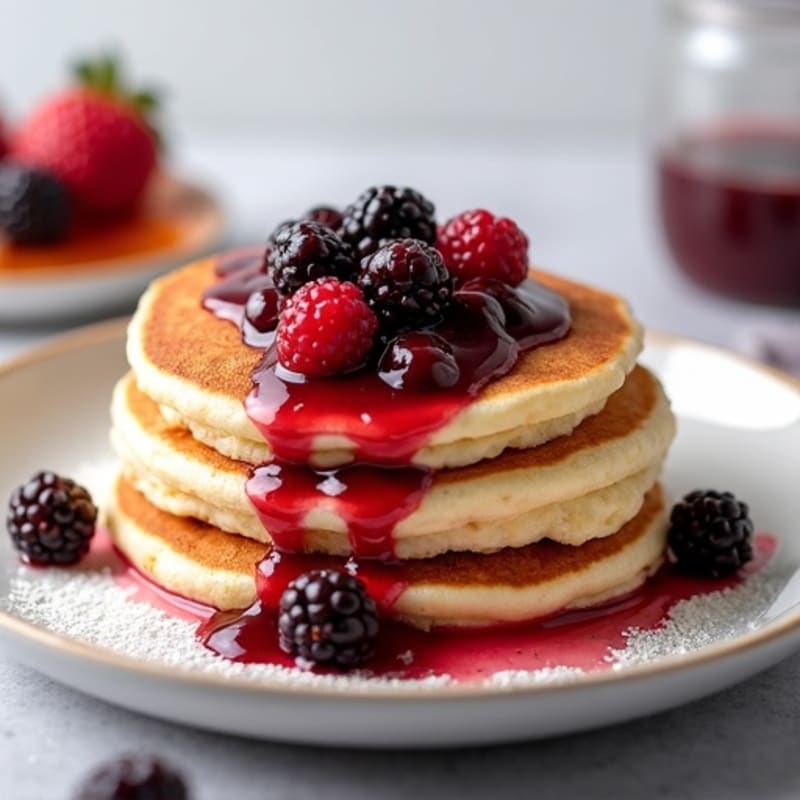 Fluffy Protein Pancakes with Berry Compote