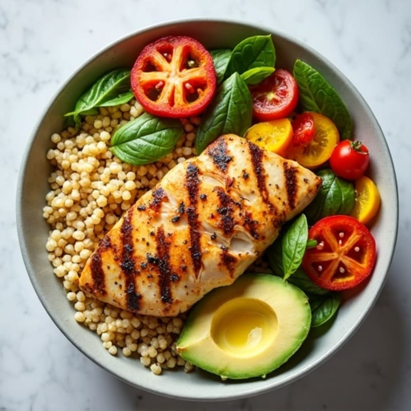 Grilled Chicken and Quinoa Bowl with Roasted Vegetables