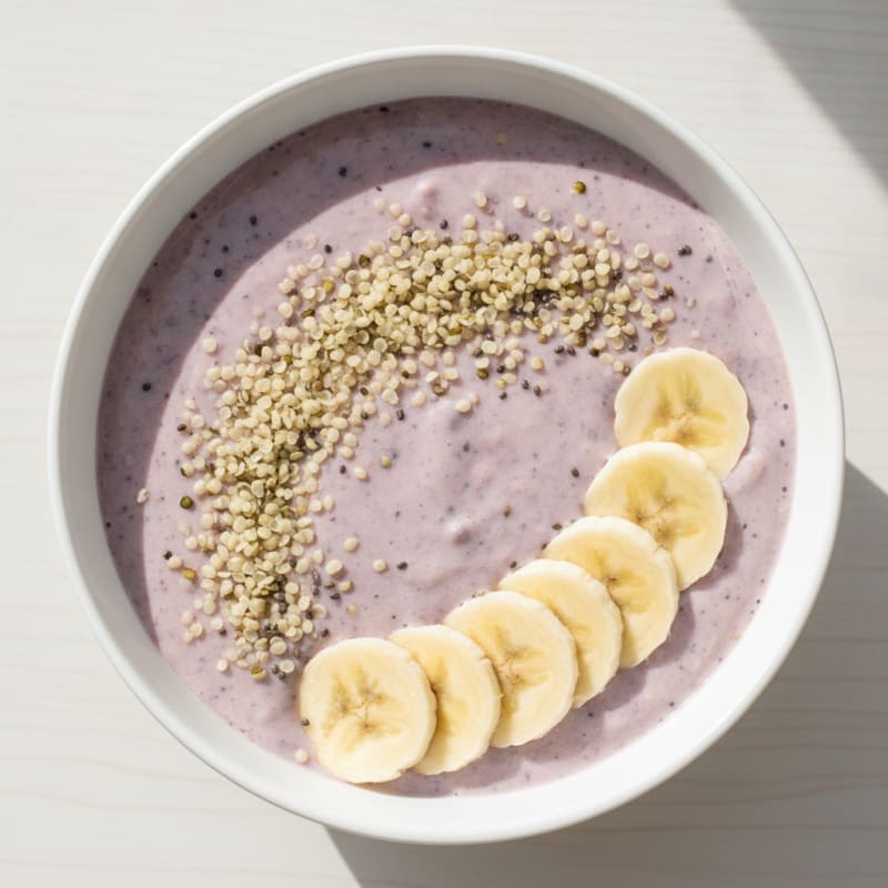 Silky Tofu Protein Smoothie Bowl with Hemp Seeds and Berries