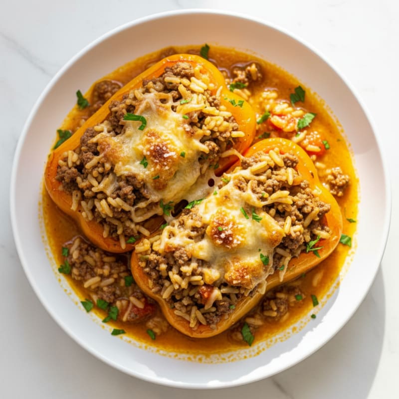 Golden Beef Stuffed Bell Peppers