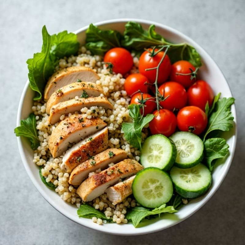 Herb-Roasted Chicken and Quinoa Bowl with Fresh Vegetables
