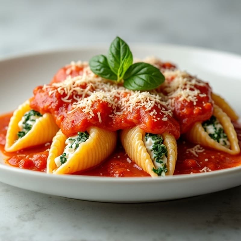 Creamy Ricotta-Spinach Stuffed Pasta Shells