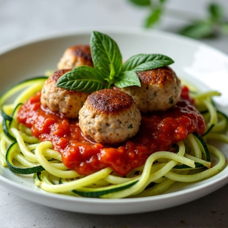 Herb-Roasted Ground Turkey Meatballs with Zucchini Noodles