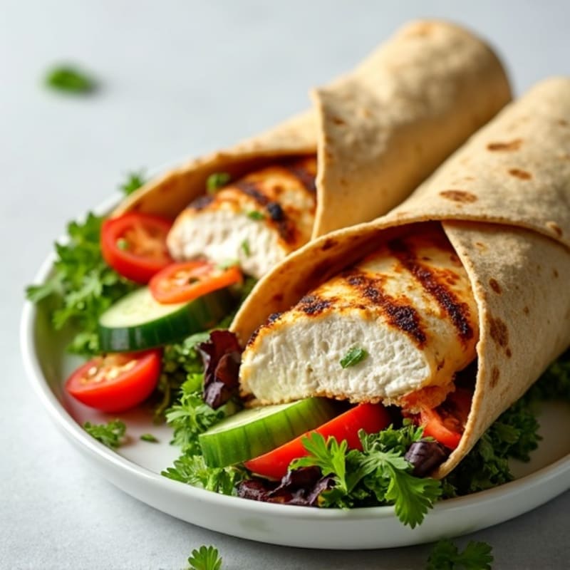 Grilled Chicken and Crunchy Veggie Wrap with Creamy Herb Dressing