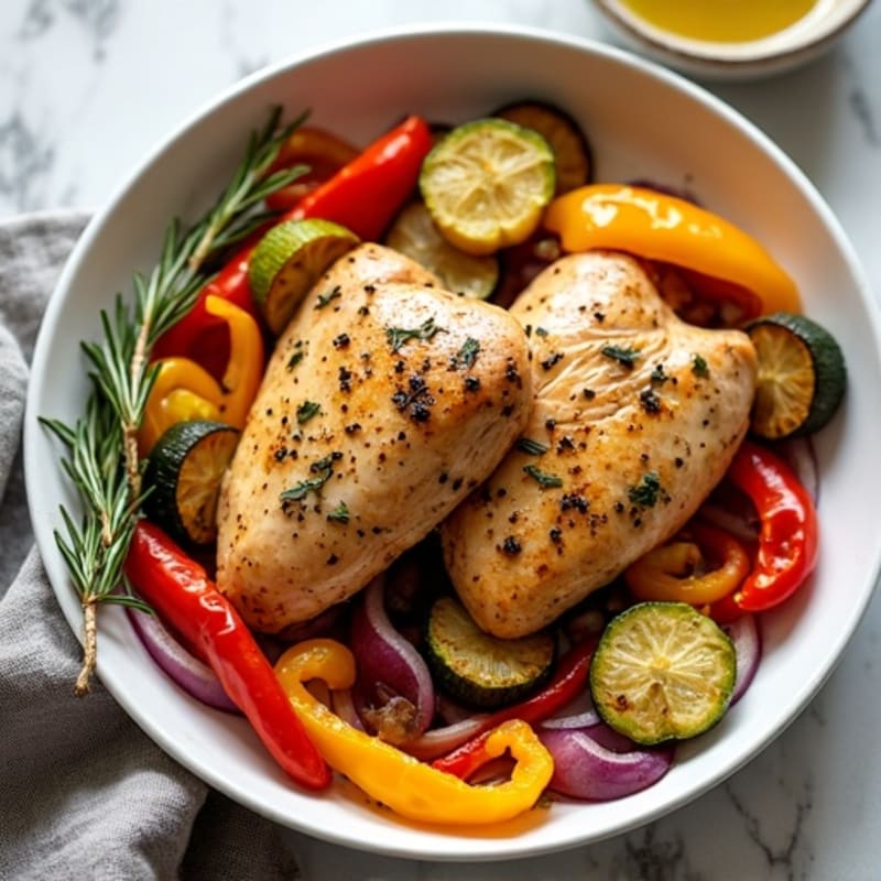 Sheet Pan Herb-Roasted Chicken with Rainbow Vegetables
