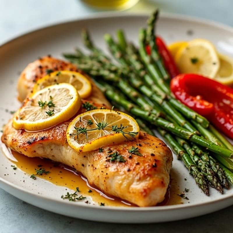 Sheet Pan Lemon Herb Chicken with Crispy Roasted Asparagus and Bell Peppers