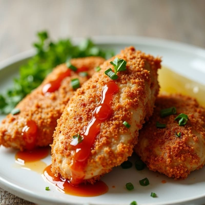 Crispy Baked Ginger-Garlic Chicken with Sweet Chili Sauce