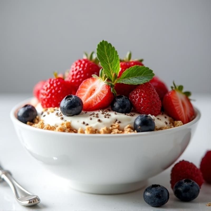 Creamy Greek Yogurt with Fresh Berries and Crunchy Granola