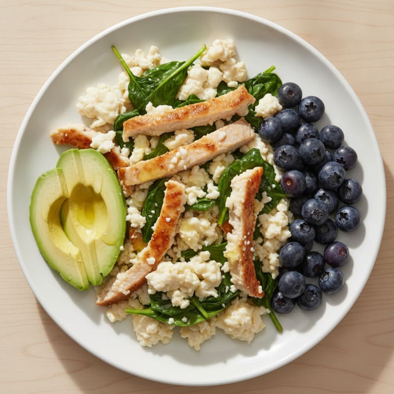 Egg White Scramble with Roasted Turkey and Spinach