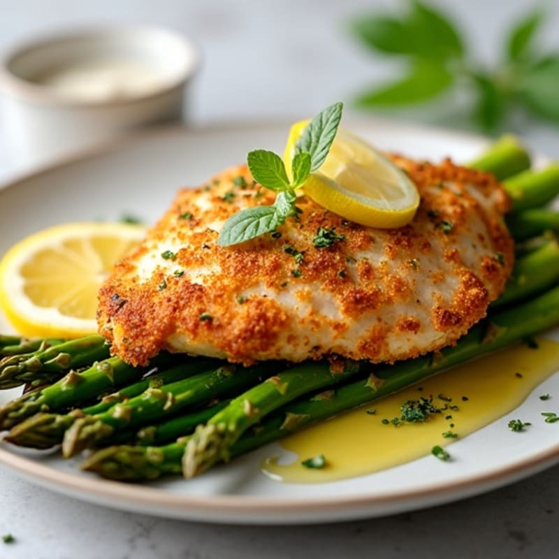 Crispy Lemon Herb Chicken with Roasted Asparagus
