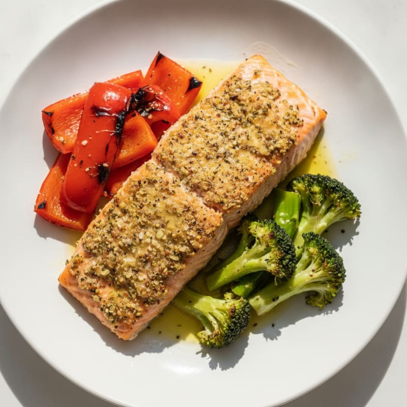 Herb-Crusted Salmon with Roasted Vegetables