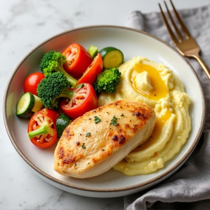 Creamy Chicken and Vegetable Bake with Golden Cauliflower Mash