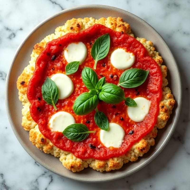 Cauliflower Crust Margherita Pizza with Fresh Basil