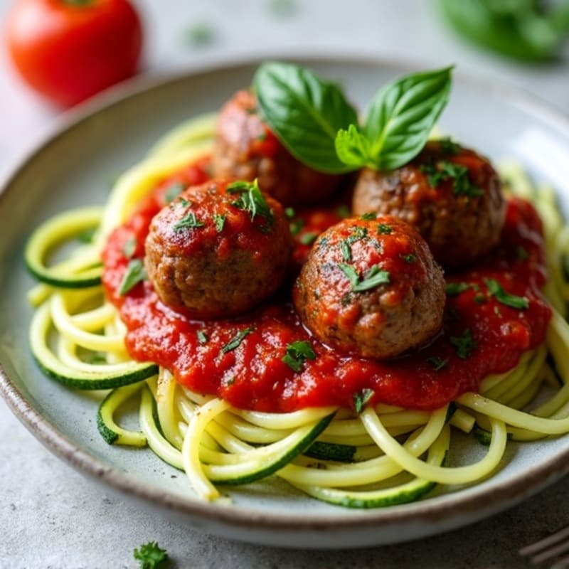 Lean Beef Meatballs with Zucchini Noodles and Fresh Marinara