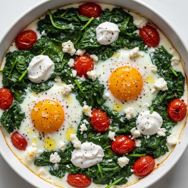Baked Eggs with Spinach and Feta