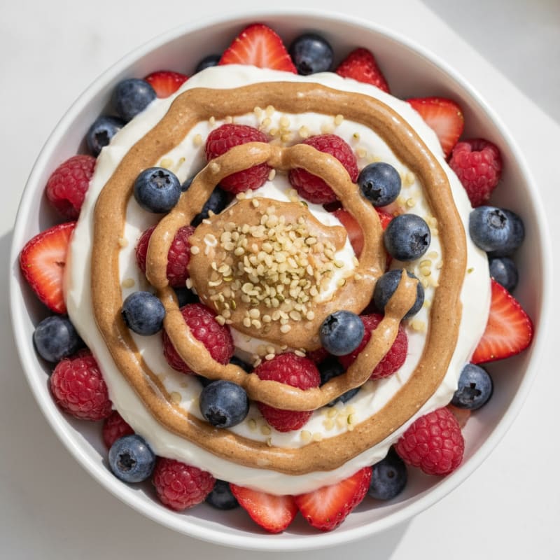 Creamy Greek Yogurt Parfait with Mixed Berries and Almond Butter