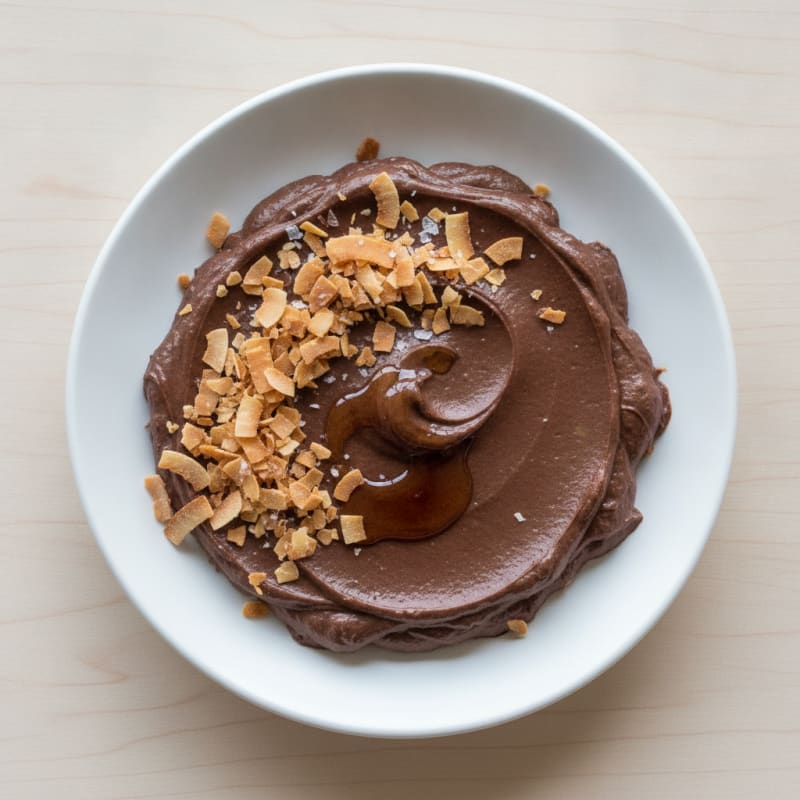 Silky Chocolate Protein Pudding with Toasted Coconut