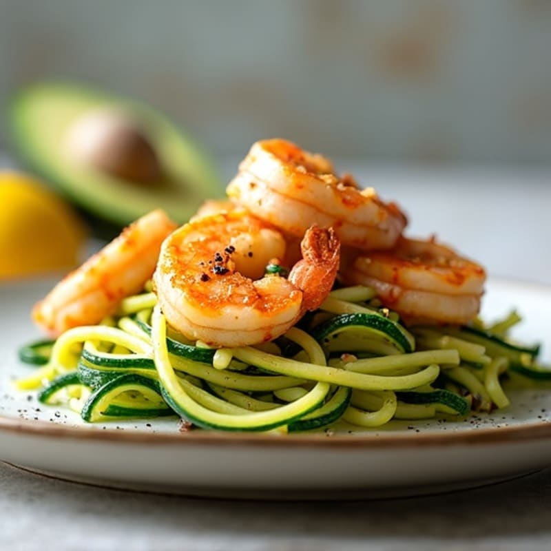 Pan-Seared Shrimp with Garlic Lemon Butter and Zucchini Noodles