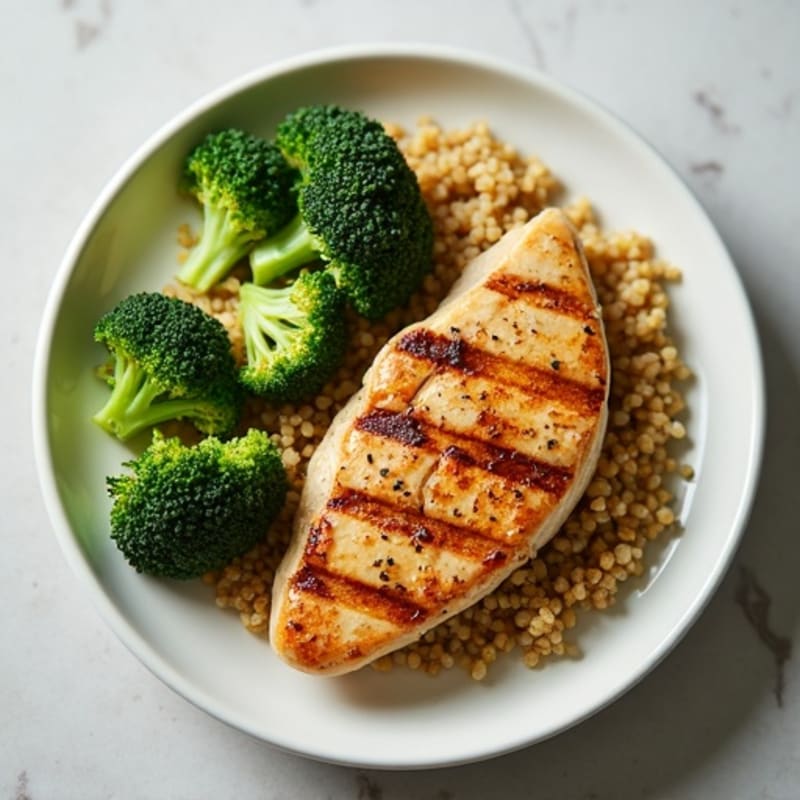 Grilled Chicken Breast with Quinoa and Steamed Broccoli