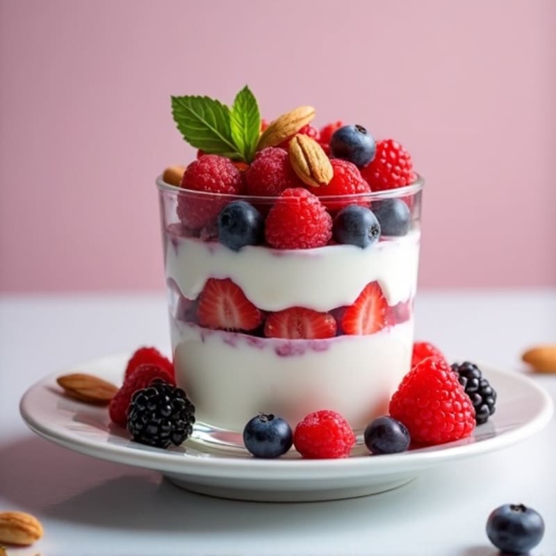Greek Yogurt Parfait with Mixed Berries and Toasted Almonds