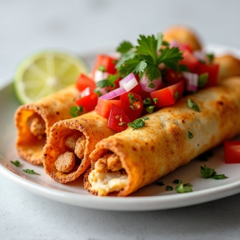 Crispy Baked Chicken Taquitos with Fresh Salsa