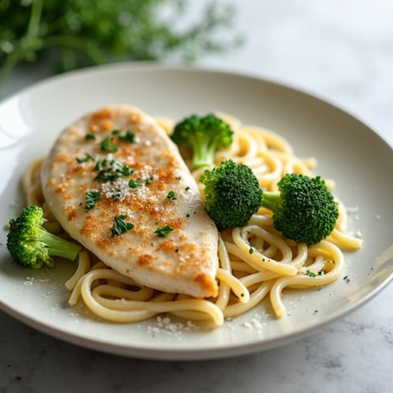 Healthy Creamy Chicken Alfredo with Broccoli