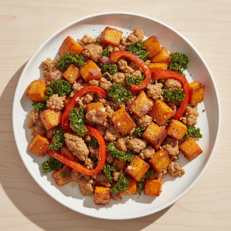 Sweet Potato and Savory Turkey Sausage Hash