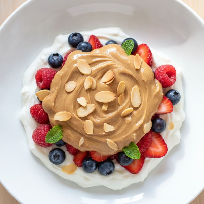 Greek Yogurt Protein Parfait with Berries and Almond Butter