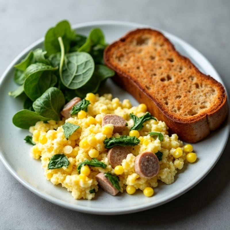 Egg White Scramble with Turkey Sausage and Spinach
