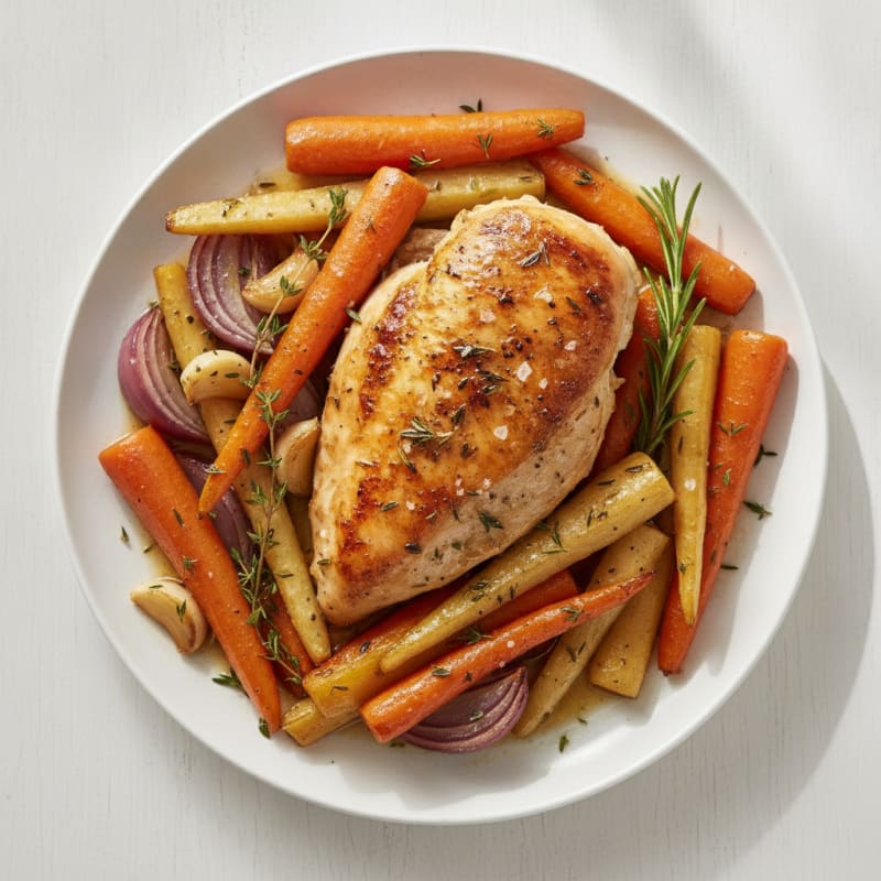 Garlic Herb Roasted Chicken with Root Vegetables