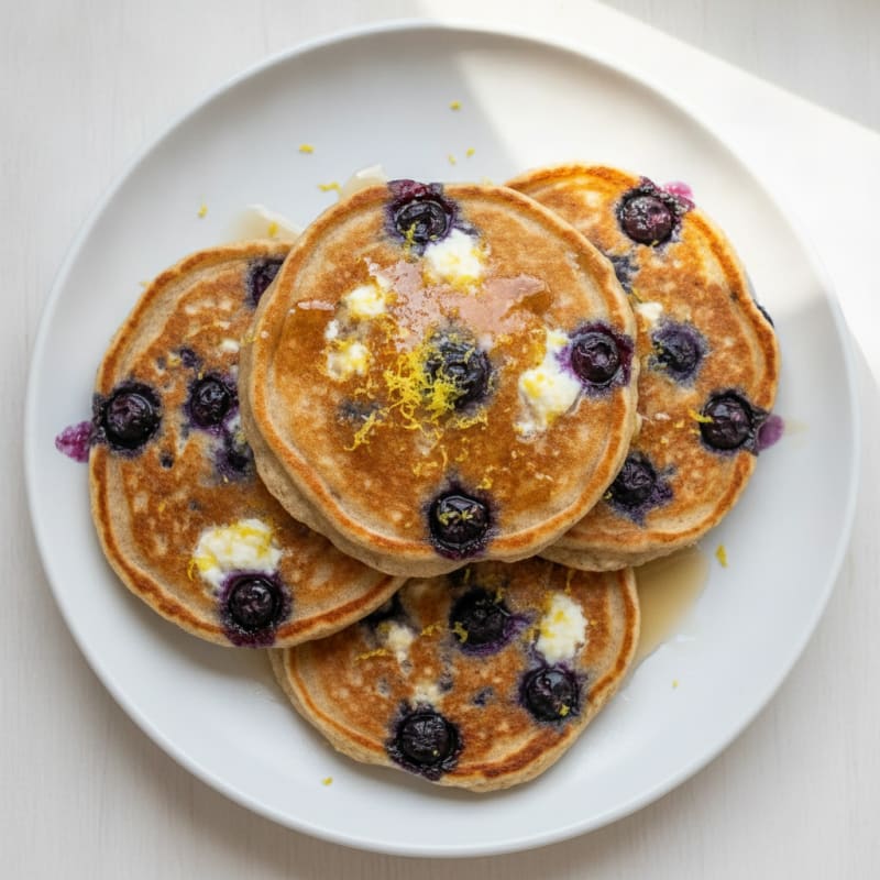 Blueberry Ricotta Pancakes with Lemon Zest