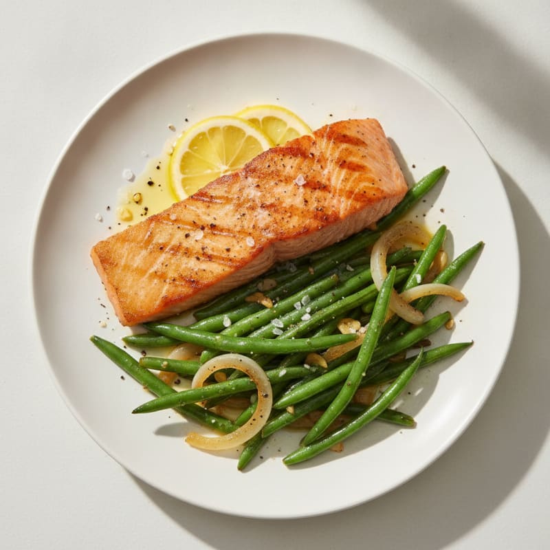 Pan-Seared Salmon with Sautéed String Beans