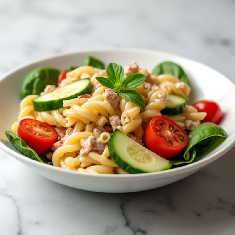 Tuna and Hummus Pasta Salad