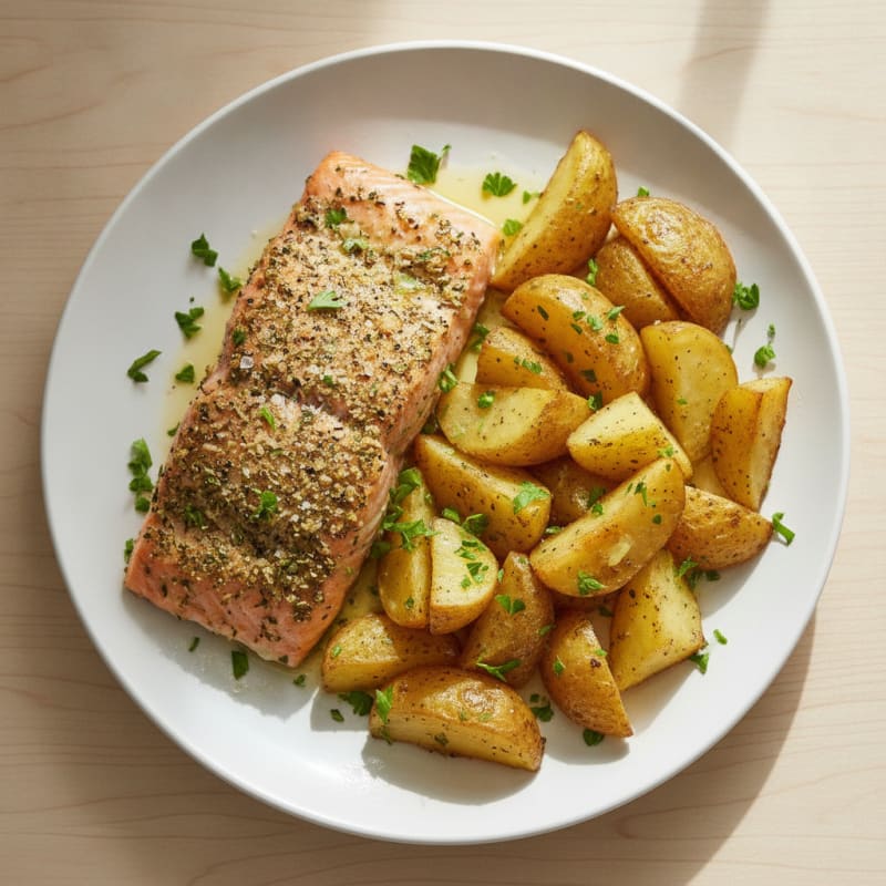 Herb-Roasted Salmon with Crispy Potatoes