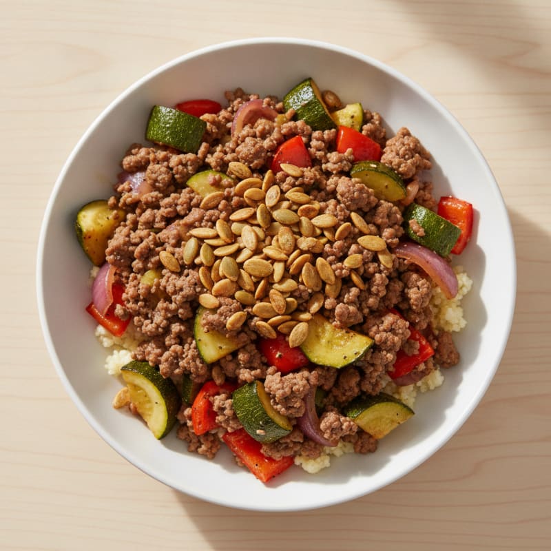 Lean Mince and Roasted Vegetable Bowl