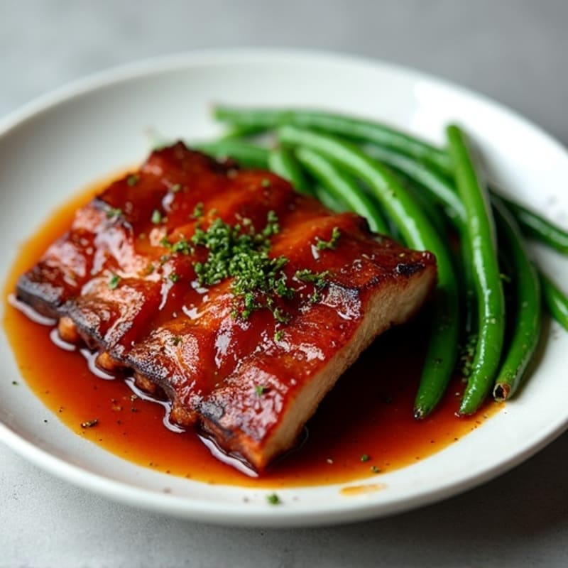 Tender Smoked BBQ Ribs with Roasted Green Beans
