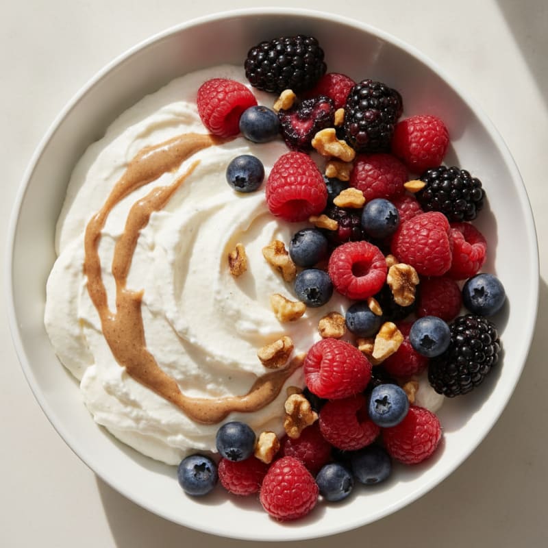 Silky Greek Yogurt Protein Mousse with Mixed Berries